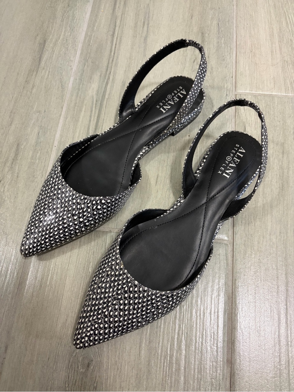 Alfani Black Slide Sandals with Snake-Print Trim
